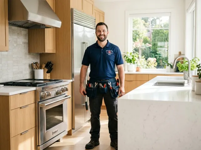 Appliance Repair Hero technician in a Benson, NC kitchen after an appliance repair